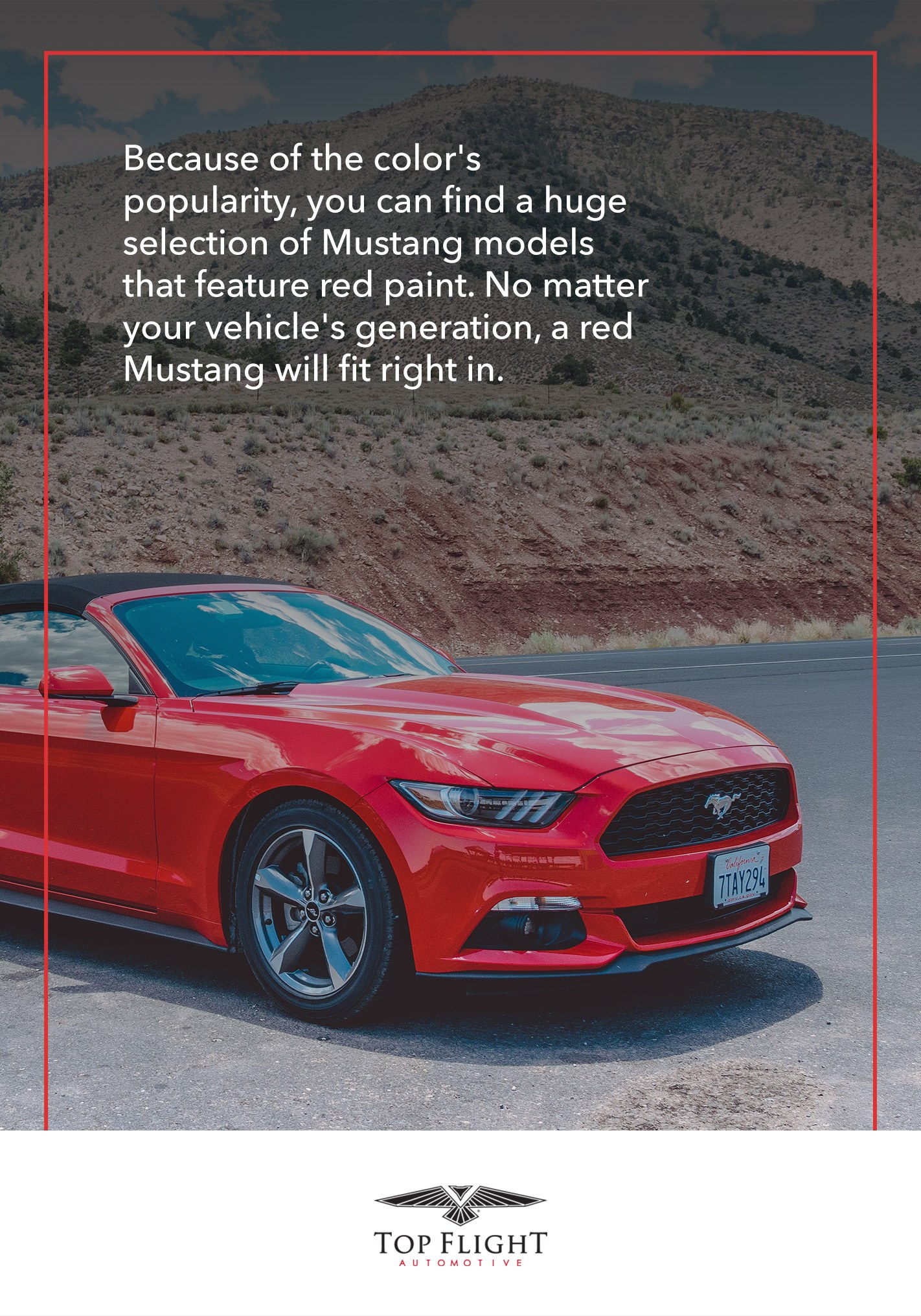 No matter your Mustang's generation, red exterior paint will look great