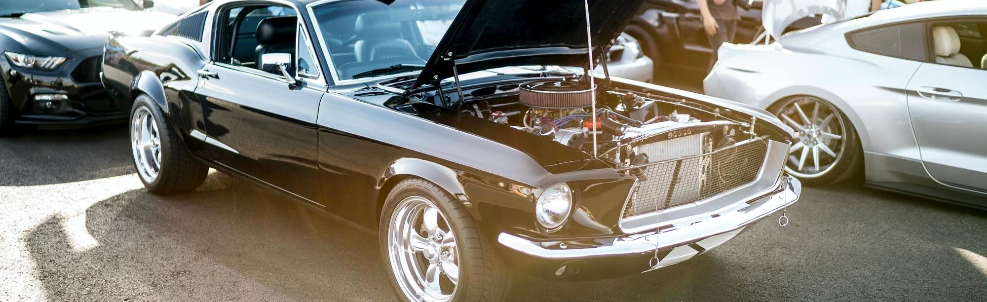 Classic Black Mustang at car show