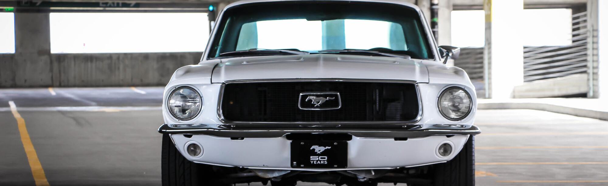 Classic white 50 year anniversary Ford Mustang